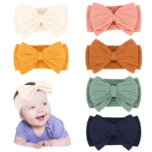CAVETEE 6 PCS Bow Headband for Baby Girls, Cute Toddler Hair Band Soft & Elastic Hair Accessories for Girls