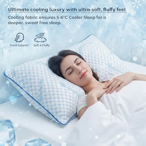 Image of AYKA Premium Cooling Microfiber Pillow for Sleeping | Super Soft & Fluffy Bed Pillow | 100% Virgin Microfiber Filling | Breathable | Ideal for All Sleeping Positions | 17x27 | Breathable | Set of 2