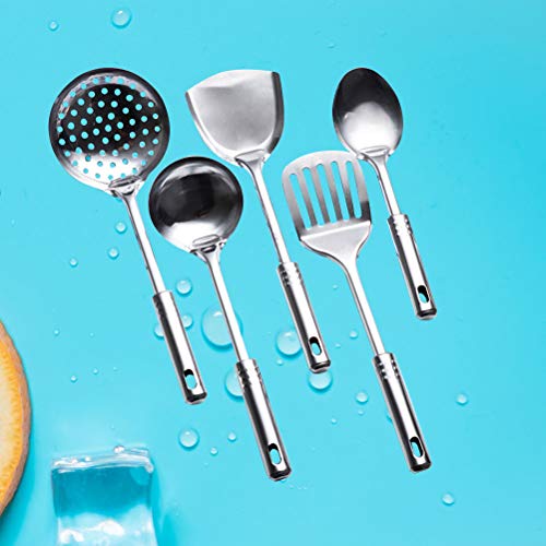BESTONZON Conjunto de utensílios de cozinha de aço inoxidável 5 peças com espátula de colheres