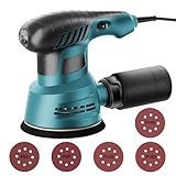 サンダー 電動 ランダムオービットサンダー 電動サンダー 6段階調速 回転数6000-12000min-1 自動集塵 オービタルサンダー マジックテープ式 125mmサンドペーパー P240、P180、P120、P80、P60のサンドペーパーを添付し 日本語取扱説明書 木工作業/研磨/仕上げ/荒削り/塗装はがし/錆落とし/ワックスがけ（ブルー）