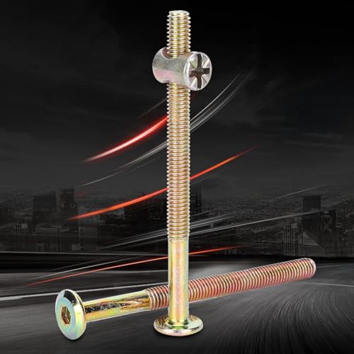 M6 Möbel Schrauben 40 mm/60 mm/80 mm/90 mm/100 mm verzinktem Karbonstahl Möbelschrauben mit Fass Muttern Dübel Muttern Anschluss Verschluss 10 Stück Set, TRTA000717