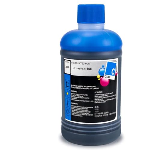 Encre de recharge universelle cyan 250ml pour cartouches Deskjet et imprimantes à réservoir CISS