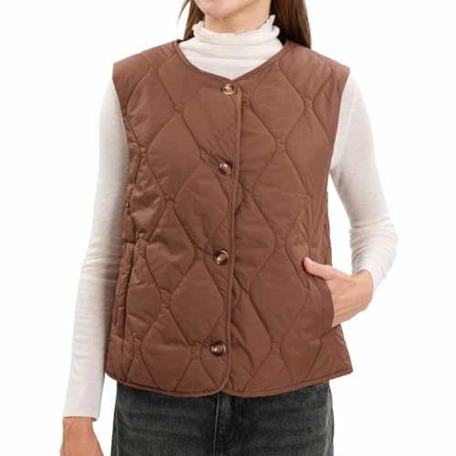 Amazhiyu Women's Lightweight Quilted Puffer Vest Sleeveless Button Padded Gilet