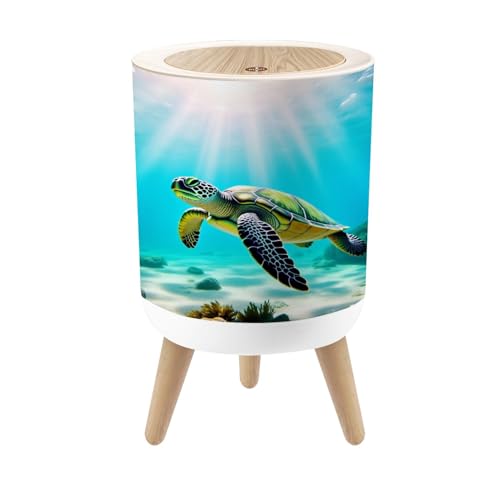 Caneca de Basura Small con Tapa Verde Tortuga Tropical 1.8 Gal