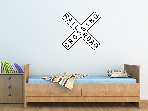 Street & Traffic Sign Wall Decals - Rail Road Crossing Sign - 12 inch Removable Graphic