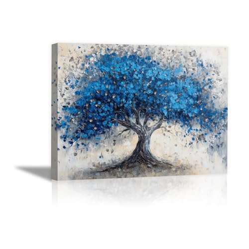 Tenture murale arbre de la vie vintage bleu pour décoration de salon moderne