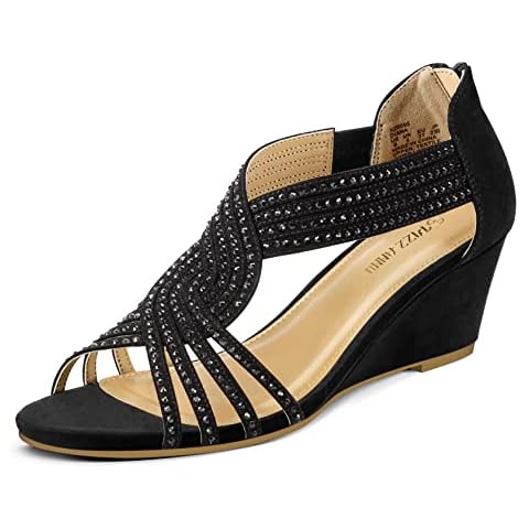 PIZZ ANNU Women's Glitter Wedge Sandals Cover
