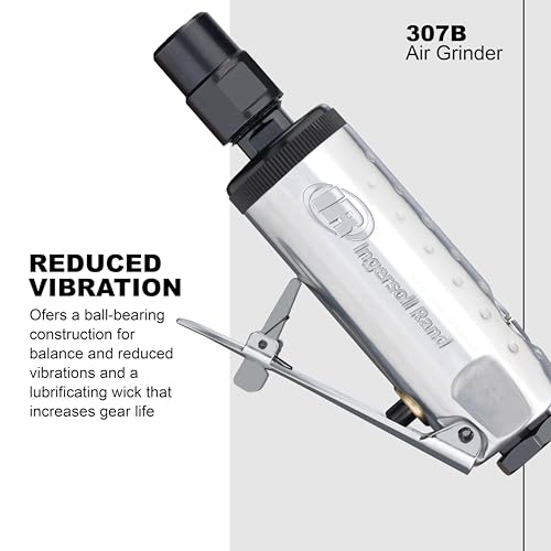 Image of Ingersoll Rand 307B 1 /4 inch Air Die Grinder, Straight, 28,000 RPM, 0.25 HP, Ball Bearing Construction, Safety Lock, Aluminum Housing, Lightweight Power Tool