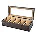 Handgefertigte Uhrenbox Aus Holz, Uhrenbox Mit 6 Fächern, Geschenkbox, Schmuckaufbewahrung, Aufbewahrungsboxen Mit Glasplatte Und Herausnehmbaren Aufbewahrungskissen, Uhrenbox Für Herren