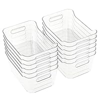 12 Stück KüHlschrank Organizer, Fridge Organizer, Stapelbare Organizer KüHlschrank Mit Griff für Speisekammer, Gefrierschrank, Schrank, Schublade, Büro