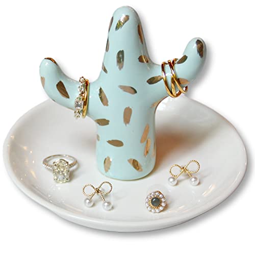 Mejores review On-line Centro cactus al mejor precio. 33 LZBALUYO Regalos de cactus para mujer, soporte para anillos de cactus, bandeja de joyería estética para decoración de habitación, organizador de anillos, aretes, boda...