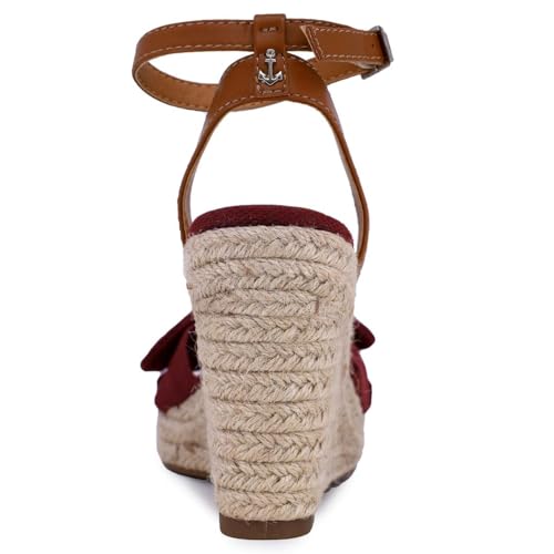 Nautica Women's Espadrille Wedge Sandals – Platform Heel Summer Dress Shoes with Ankle Strap and Bow – Comfortable Open Toe Beach and Casual Footwear3
