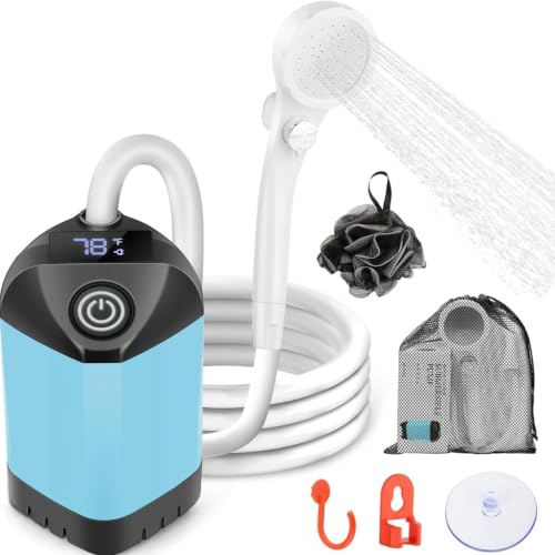 Ducha portátil para camping, ducha recargable con pantalla LED miniatura 1