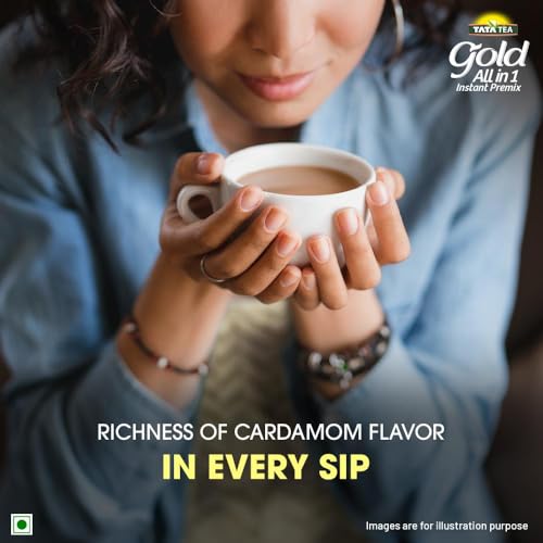 Image of Tata Tea Gold All-in-1 Instant Premix Cardamom Tea, 14g Per Serve, Quick & Easy To Make Cardamom Tea, 10 Sachets