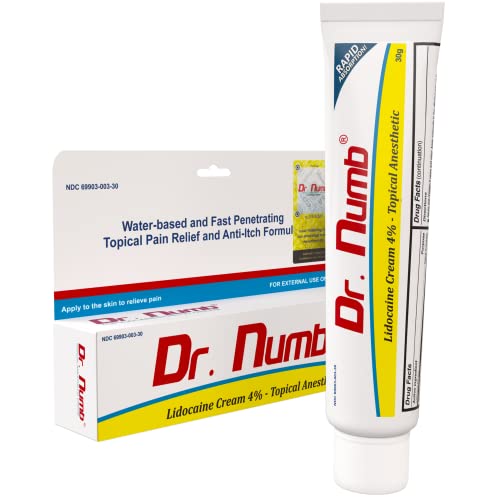 Dr. Numb 4% Lidocaine Cream – Topical Anorectal for Temporary Relief of Hemorrhoid and Local Discomfort – with Vitamin E – 30g (1 Pack)
