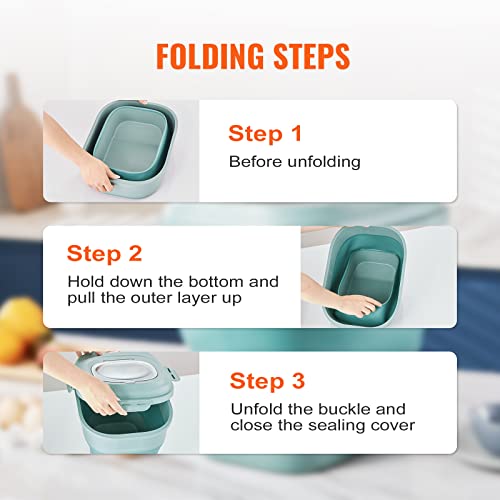 VEVOR Collapsible Dog Food Storage Container, Dispenser Bin with Attachable Casters, Airtight Lid Kitchen Rice Cereal Flour Bin, Pet food Containers For Cat, Bird, Other Pet Food, 28~50 lbs Capacity VEVOR Collapsible Dog Food Storage Container, Dispenser Bin with Attachable Casters, Airtight Lid Kitchen Rice Cereal Flour Bin, Pet food Containers For Cat, Bird, Other Pet Food, 28~50 lbs Capacity