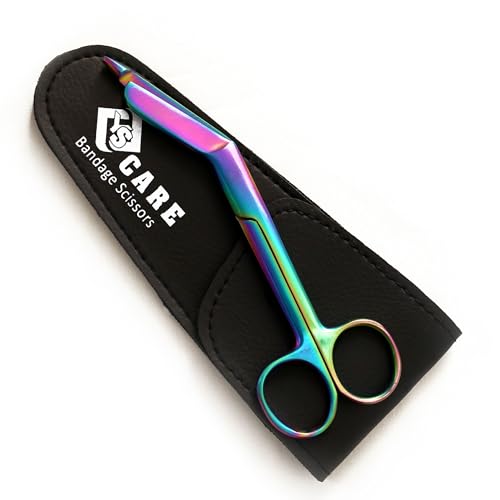 YSCARE Bandage Scissors Stainless Steel First Aid Utility First Aid Lister Bandage Scissors Dressing Student Nurse Paramedic 6.5" (Black) (Multi