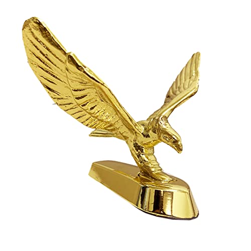 Image of 3D Emblem Eagle Hood Ornament Car Front Bonnet Metal Chrome Decal Sticker Badge for Truck Vehicle Auto (Gold)
