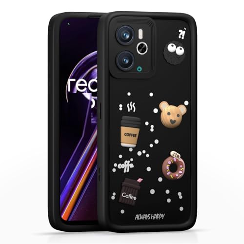 Image of Bintage Cute Fun Taddy| 3D Ball Bear| Donut| Coffee Rubber Case Full Body & Camera Protection Back Cover Compatible for Realme 14 5G / Realme 14T 5G - Black
