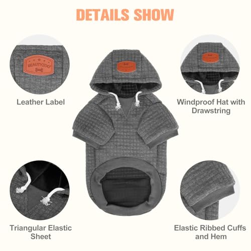 Image of BEAUTYZOO Dog Hoodies Sweater for Large Dogs,Waffle‑Like Laminated Pet Coat