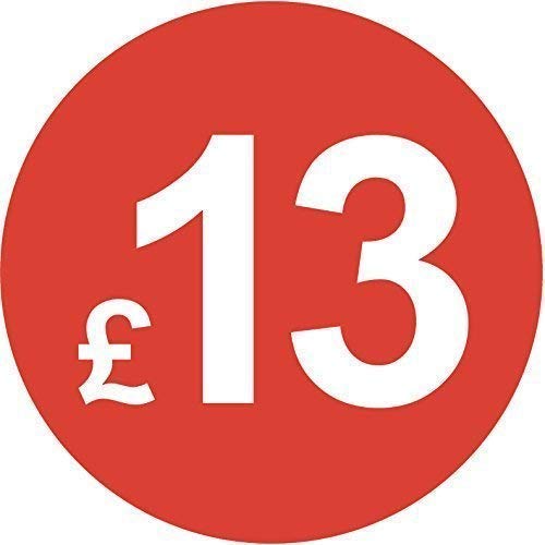 Pack of 500-20mm Price Stickers - Choose from 10p to £95 - Bright Red - Many Prices to Choose from (£13 - Red) — image 1