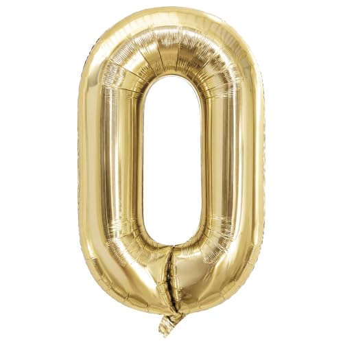 Image of KatchOn, Number 0 Balloon, 40 Inch Champagne Gold Foil Number Balloon