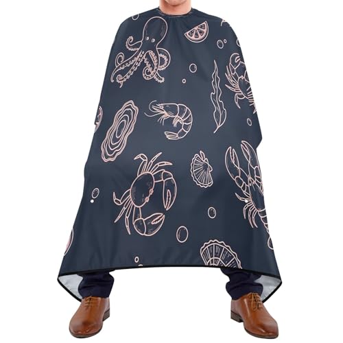Capa de Barbero Impermeable con Animales Marinos para Hombre miniatura 1