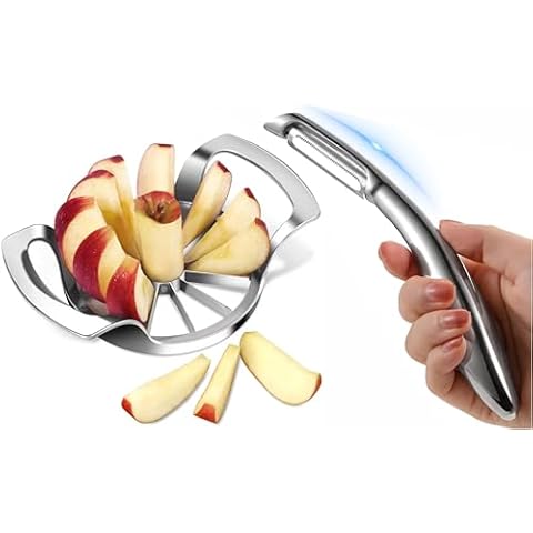 Apple Slicer with Vegetable Peeler,Stainless Steel Apple Cutter and Divider,Time-Saving,Sharp Peeler for Kitchen Cover