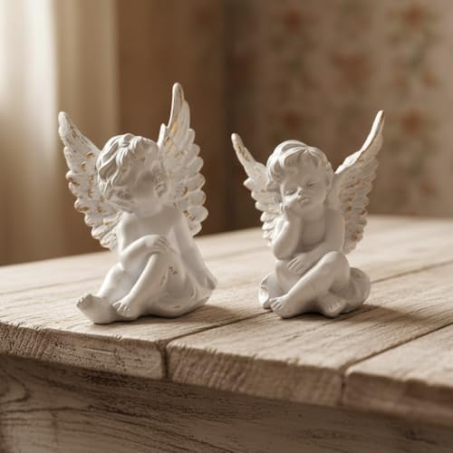 Image of Twin Baby Angels Showpiece Set of 2 - Cute Decorative Angel Figurines for Home Decor, Living Room, Bedroom & Nursery | Peaceful Spiritual Gift Set for Loved Ones