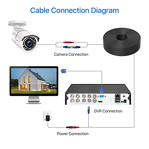 Zosi 4 Pack 100Ft (30 Meters) 2-In-1 Video Power Cable, Bnc Extension Surveillance Camera Cables For Video Security Systems (Included 4X Bnc Connectors And 4X Rca Adapters) #TOP7