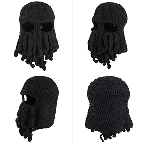 Triwonder Octopus Beard Hat Winter Beard Hat Beanie Cap Knit Hat Warm Windproof For Men Women (Green) #TOP3