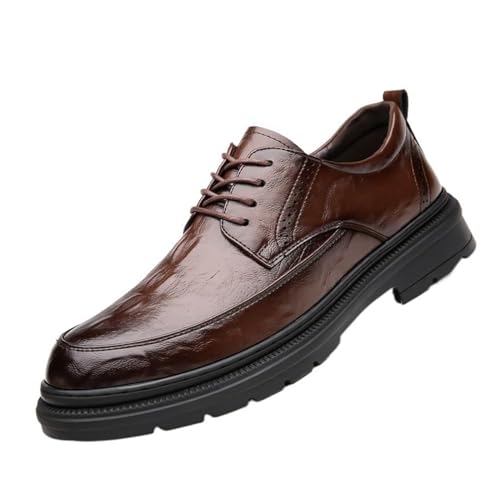Men's Classic Leather Dress Shoes Casual Lace-Up Comfortable Non-Slip Softsole Low Top Tuxedo Dress Shoes
