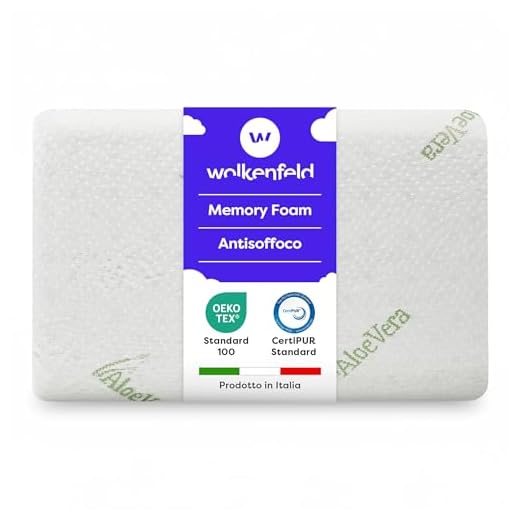 Wolkenfeld Cuscino Bambino in Memory Foam 30x50 – Cuscino Antisoffoco per Lettino con Federa Rimovibile all’Aloe Vera – Ergonomico, Traspirante e Made in Italy – 30x50x5,5 cm
