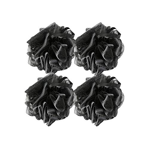 4 Pack Shower Puff, Black Bath Sponge Big Full Lather Cleanse 50g/pcs, Pouf Ball for Exfoliate Bathing Accessories by WEIKILLY