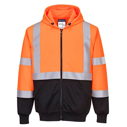 Portwest Hi-Vis 2-Tone Zipped Hoodie - UB315, Orange/Black, XXL