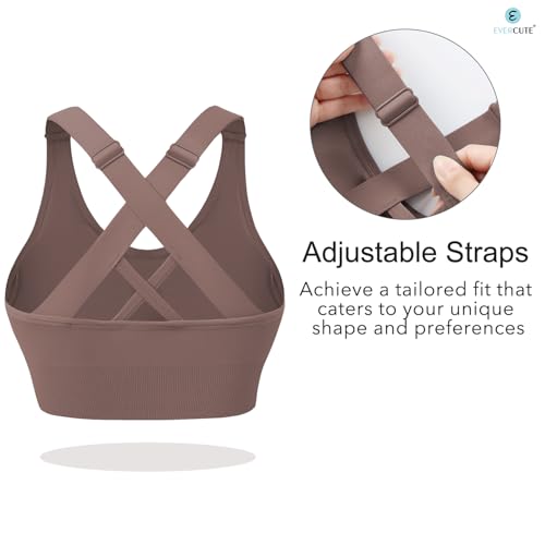 Image of Evercute Sports Bras for Women Padded Medium Support Criss Cross Strappy Bra Seamless High Impact Yoga Exercise Athletic Bras