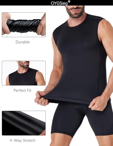 OYGSieg 5/6 Pack Men's Athletic Compression Shirts Sleeveless Tank Top Base Layer Sports Workout Shirts for Basketball4