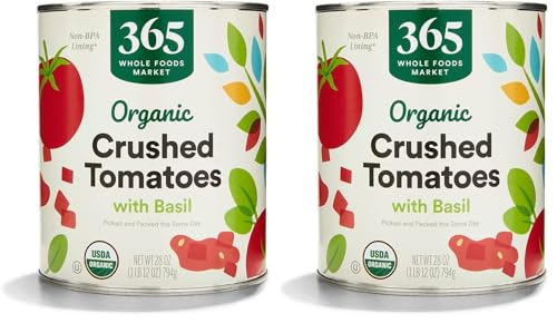 365 by Whole Foods Market, Organic Crushed Tomatoes With Basil, 28 Ounce (Pack of 2)