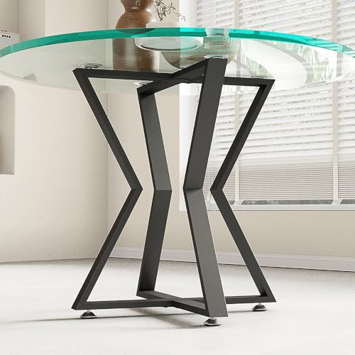 28 Inch Modern Table Base Metal Pedestal Dinning Table Legs with Suction Cups, Commercial Heavy Duty Restaurant Desk Base for Marble,Glass,Wood Top for Home,Kitchen,Coffee Table (Black, 30