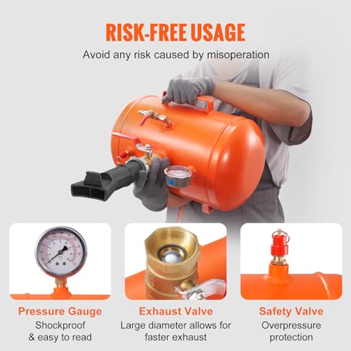 Image of VEVOR Tire Bead Seater, 5 Gal /19L Air Tire Bead Blaster with Pressure Gauge & Handle, 145 PSI Seating Tool Inflator Tank, 85-116 PSI Operating Pressure for Car Truck ATV