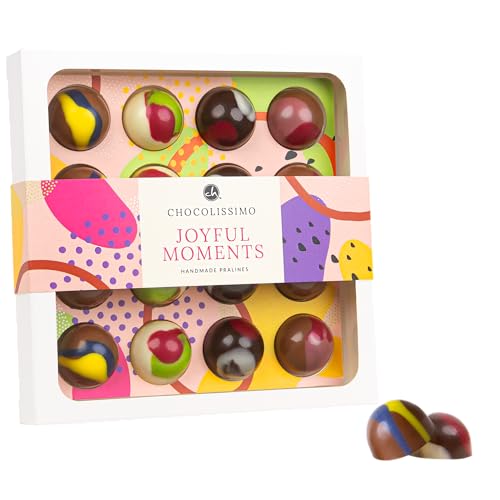 Chocolissimo Handgefertigte Pralinen 176g Belgische Schokolade Fruchtig-Blumig 16 Stück Frisch Hergestellt (16 Pralinen)