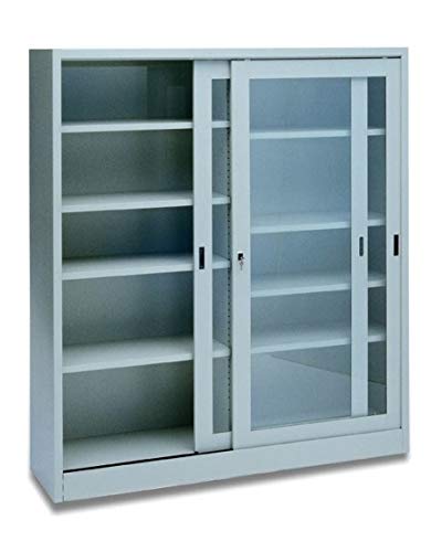 Armadio in Metallo Ufficio/Archiviazione Ante Scorrevoli in VETRO TEMPERATO (180x45x200h)