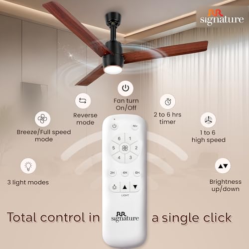 Image of RR Signature OPUL AIR 1250mm BLDC Underlight Ceiling Fan with 100% Pure Copper Motor - 35W | 350 RPM High Speed | Remote Control & LED Light | 3 Light Modes | 3 Year Warranty - Mahogany