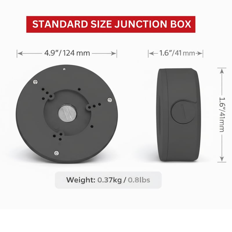 4 Pack PFA130-E Security Camera Junction Box (ABS) for Indoor & Outdoor Surveillance Camera - Security Camera Mount Bracket Waterproof Universal Camera Mount for Dome, Turret & Bullet Cameras (Grey)