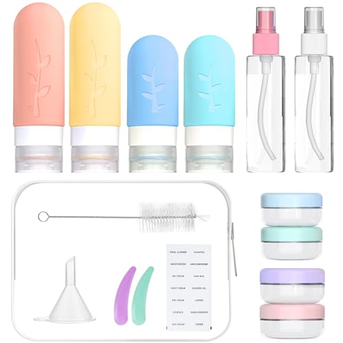 Vinofes 16 Pack Travel Bottles for Toiletries - TSA Approved Travel Size Silicone Squeezable Containers, Leak Proof & Refillable Liquid Accessories for Shampoo, Conditioner, Lotion - BPA Free, Colorful 2 41zayzlRraL