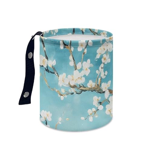 Image of Flower Car Garbage Can Small Trash Can with Leak Proof Inside Liner And Hanging Strap Car Organizer Portable Car Essentials