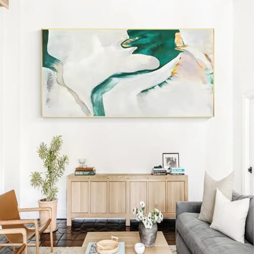 Peintures d'art abstrait de salon haut de gamme vert turquoise 20x40