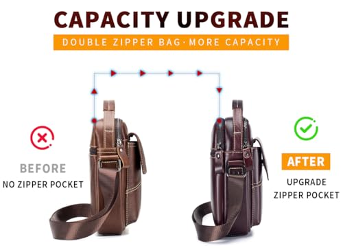 Image of Leather Shoulder Bag for Men Small Mens Crossbody Bag Purses Handbags | Small