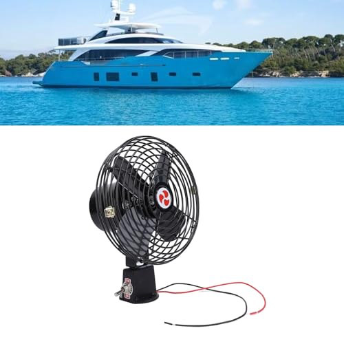 Ventilador de Refrigeración Silencioso para RV de 12V, Interruptor de 2 Velocidades, Ventilador de Coche de Metal Resistente para Camión, RV, Coche, Barco y Autobús (8 pulgadas)