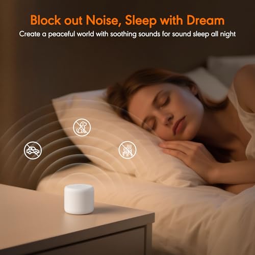 White Noise Sound Machine, Portable White Noise Machine for Sleeping with 18 Soothing Sounds, Timer & Memory Function, for Baby Adults, Travel, Office, Hotel Privacy (Mini)